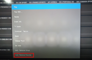 Select the Add or Remove Favourite IPTV extreme